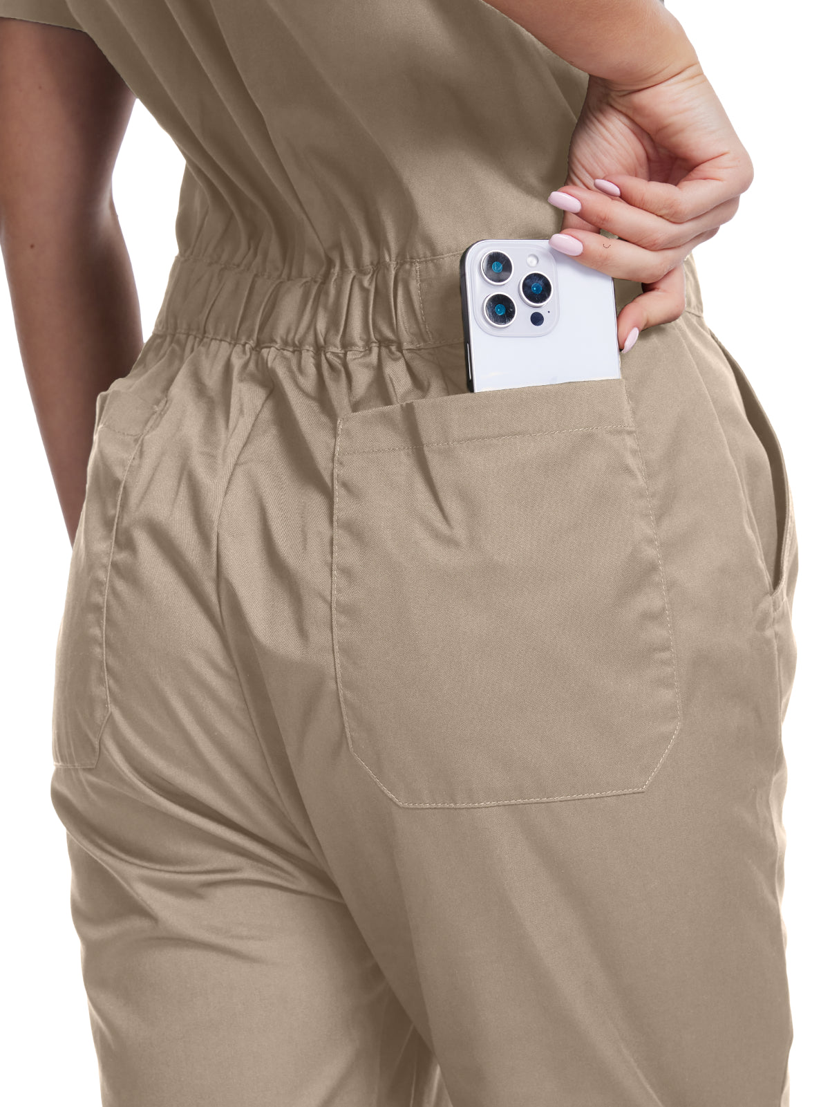 WORK IDEA Damen-Kurzarm-Overall – Leichter Overall mit Knopfverschluss aus Baumwollmischstoff für die Arbeit