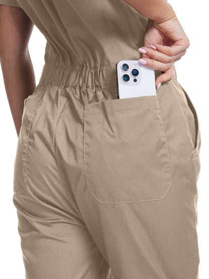 WORK IDEA Damen-Kurzarm-Overall – Leichter Overall mit Knopfverschluss aus Baumwollmischstoff für die Arbeit