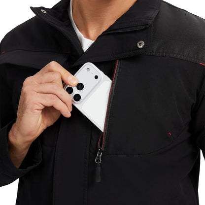 WORK IDEA Men's Slim Fit Stretch Work Jacket: Strategically Reinforced - Professional Elegance with Modern Comfort