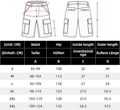 WORK IDEA Men's Summer Cargo Shorts with Elastic Waistband and Utility Pockets - Work Trousers for Outdoor, Leisure, Everyday Use