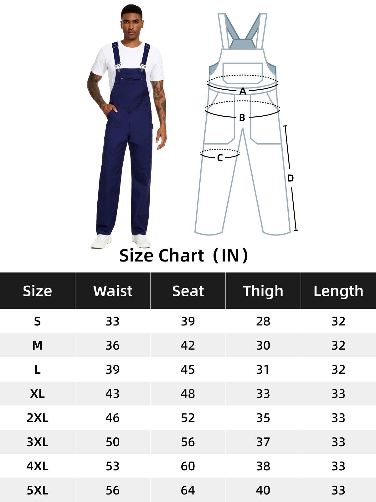 WORK IDEA Herren Latzhose Arbeitskleidung Modischer leichter Overall mit Taschen