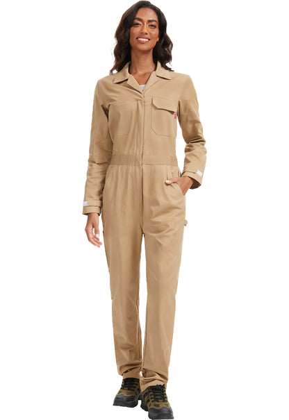 ARBEITSIDEALE Damen-Langarm-Overalls – 100% baumwollene Arbeitsoverall mit bewegungsfreundlichem Rücken (Action Back) und Utility-Taschen mit Hakenverschluss