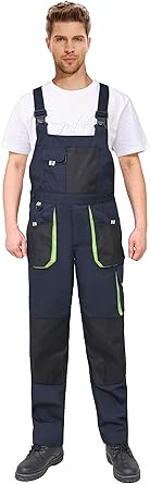WORK IDEA Mens Work Dungarees Oxford Knee Pockets Durable Canvas