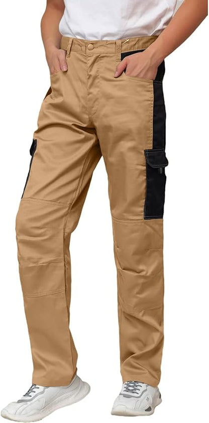 WORK IDEA Mens Work Trousers - Camouflage Trousers Mens Cargo Trousers with Inside Knee Pockets