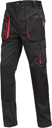 WORK IDEA Mens Work Trousers Oxford Knee Pockets Heavy Duty Canvas