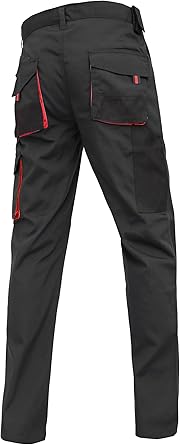 WORK IDEA Mens Work Trousers Oxford Knee Pockets Heavy Duty Canvas