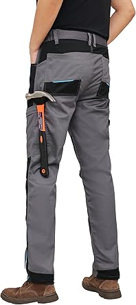 WORK IDEA Men's Stretch Work Trousers with Multiple Pockets and Tool Pockets
