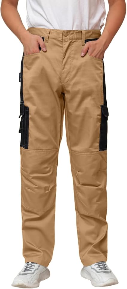 WORK IDEA Mens Work Trousers - Camouflage Trousers Mens Cargo Trousers with Inside Knee Pockets