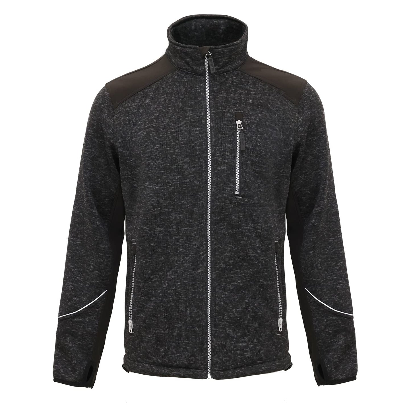 WORK IDEA Men's Knitted Fleece Jacket, Fleece Cardigan, Breathable Outdoor Fleece Jackets for Men, Warm and Lightweight Knitted Fleece Jacket with Zip