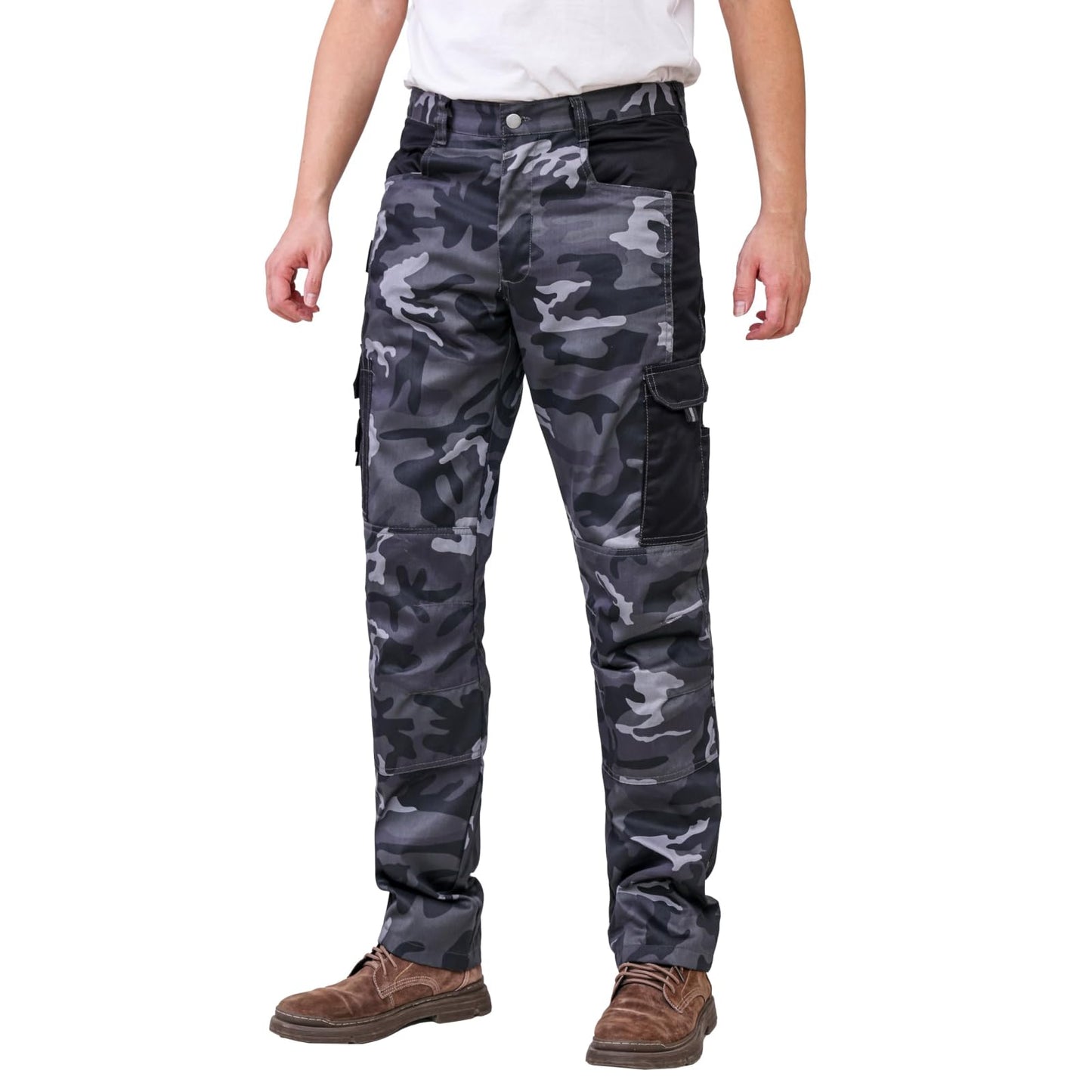 WORK IDEA Mens Work Trousers - Camouflage Trousers Mens Cargo Trousers with Inside Knee Pockets