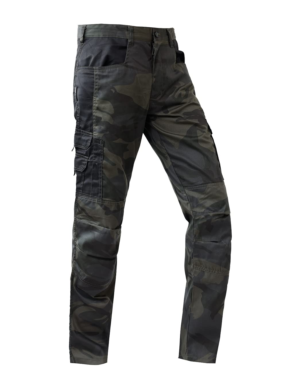 WORK IDEA Mens Work Trousers - Camouflage Trousers Mens Cargo Trousers with Inside Knee Pockets