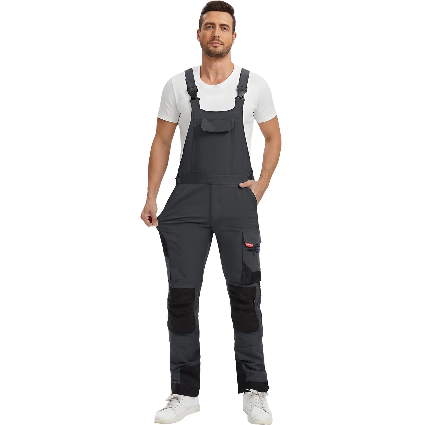 WORK IDEA Mens Work Dungarees with Good Stretch, Many Pockets and Partial Use of Cordura Fabric for Increased Abrasion Resistance, Suitable for Various Work Environments