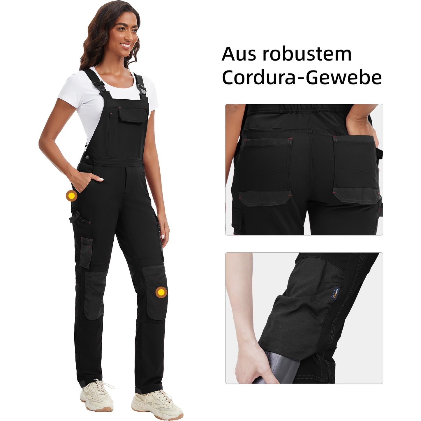 WORK IDEA Damen-Arbeitslatzhose mit guter Dehnbarkeit, vielen Taschen und teilweiser Verwendung von Cordura-Gewebe für erhöhte Abriebfestigkeit, geeignet für Verschiedene Arbeitsumgebungen