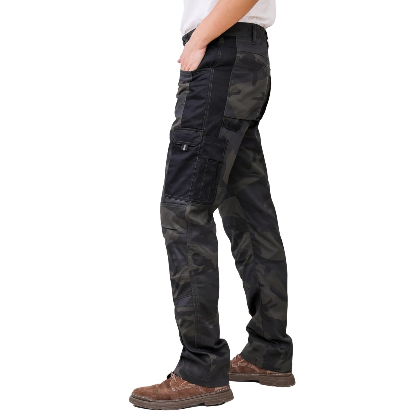 WORK IDEA Mens Work Trousers - Camouflage Trousers Mens Cargo Trousers with Inside Knee Pockets