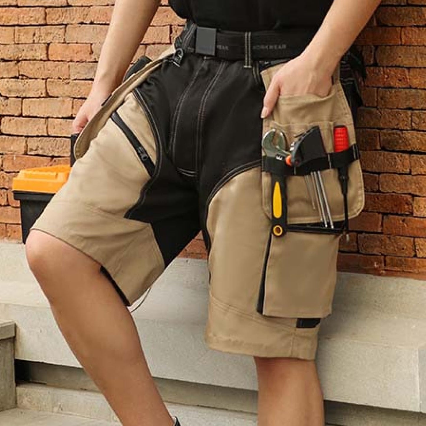 WORK IDEA Builder Work Shorts for Men - Durable Summer Combat Shorts - Multi Pocket Detachable Flight Pocket Shorts