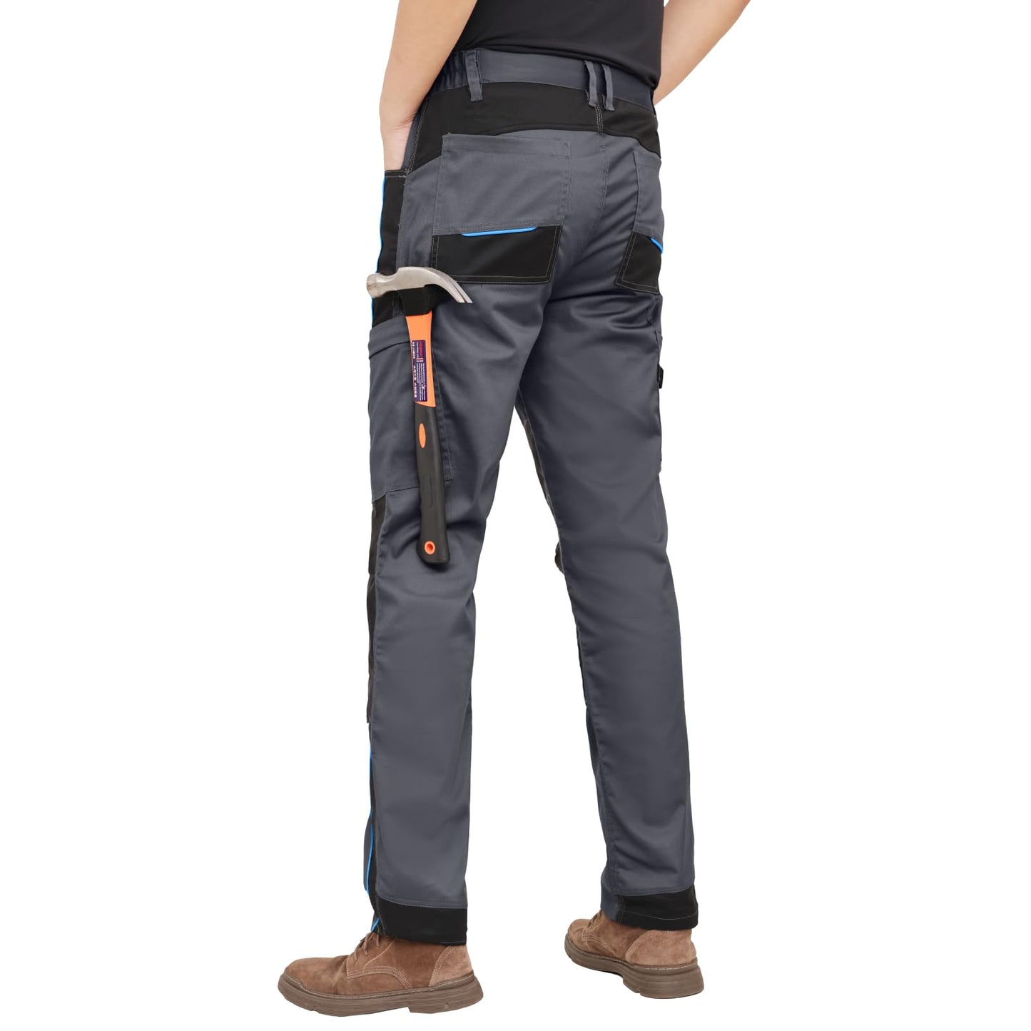 WORK IDEA Men's Stretch Work Trousers with Multiple Pockets and Tool Pockets