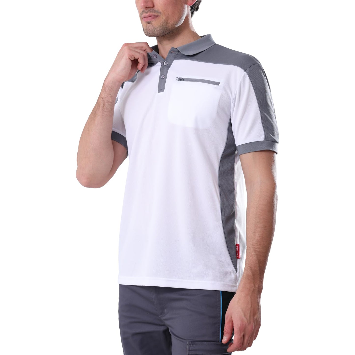 Work Idea Men's Short-Sleeved Polo Shirt with Contrast Colours, Functional Work Shirt for Work, Workshop and Leisure