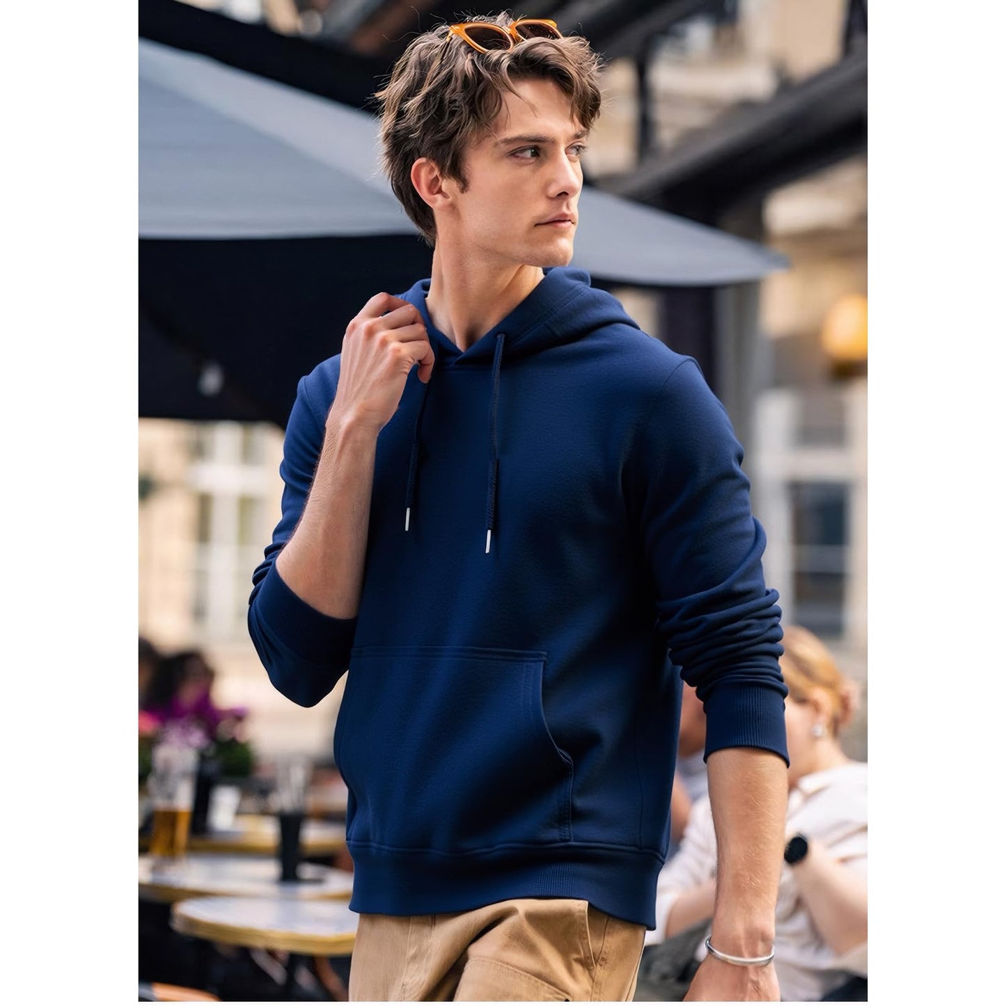 WORK IDEA Men's Cotton Winter Hoodie for Men, Soft Hoodie with Side Pockets, Casual Top for Sports and Leisure