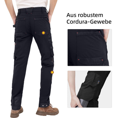 WORK IDEA Men's Slim-Fit Stretch Work Trousers: Corduroy on Critical Fabric Areas, Durable Elegance for the Highest Demands