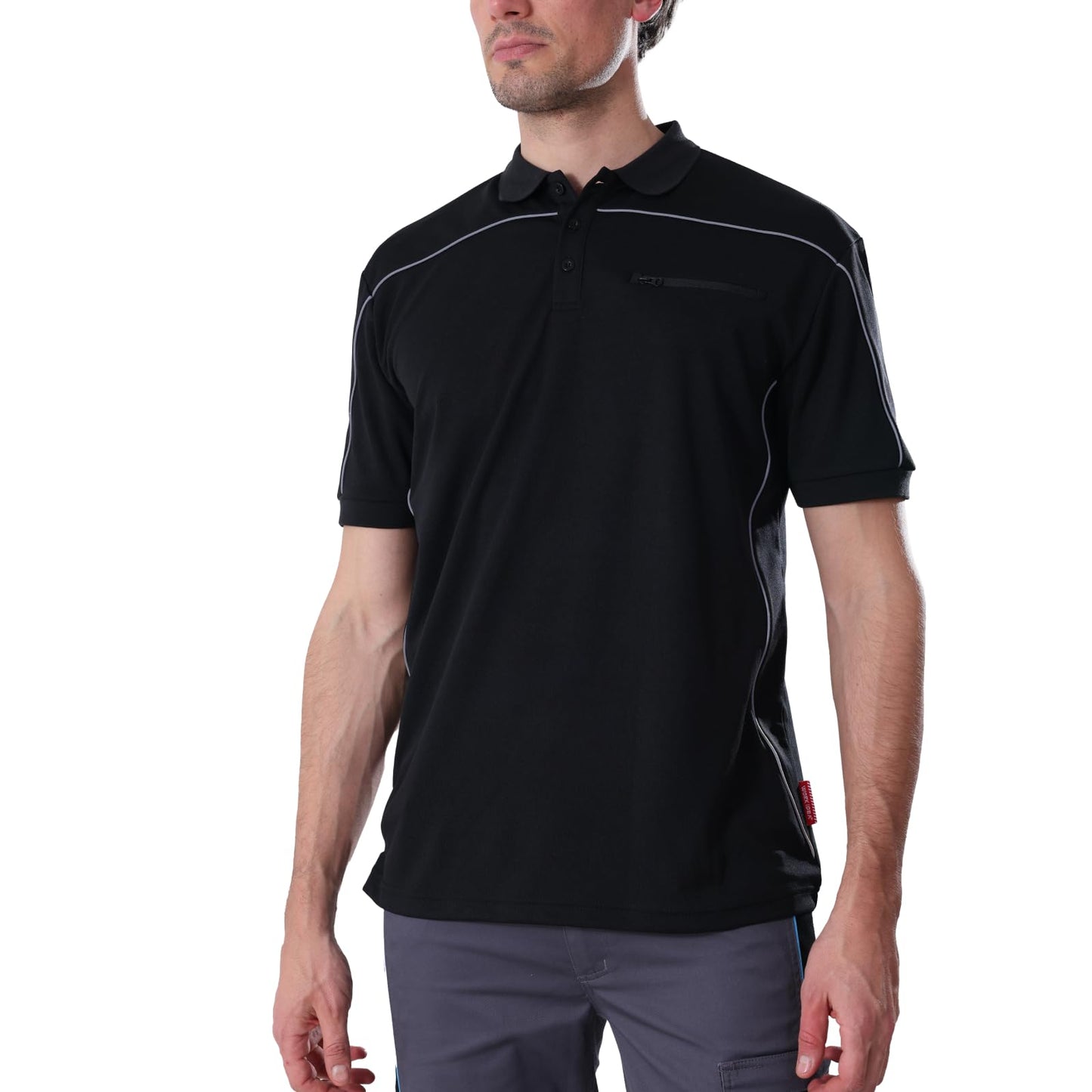 Work Idea Men's Short-Sleeved Polo Shirt with Contrast Colours, Functional Work Shirt for Work, Workshop and Leisure