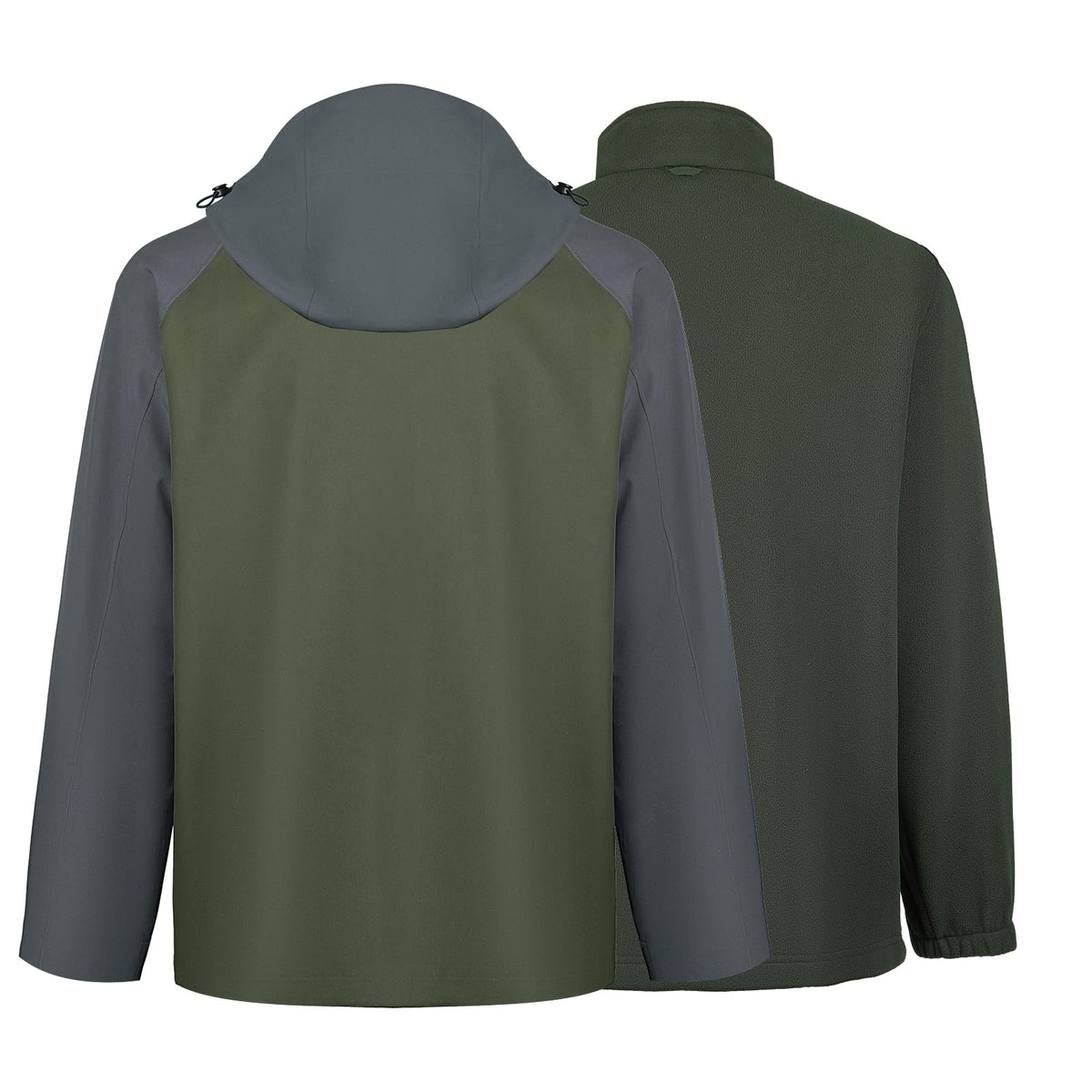 WORK IDEA Men's 3-in-1 Waterproof Breathable Windproof Jacket with Hood and Fleece Inner Jacket - Functional Jacket for Hiking, Cycling, Camping and Outdoor Activities