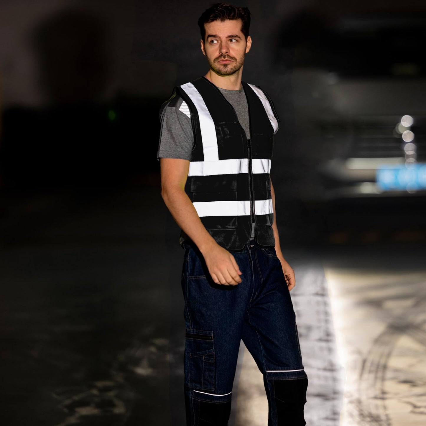 WORK IDEA Reflective Vest Car Reflective Vest with Multiple Pockets Safety Vest
