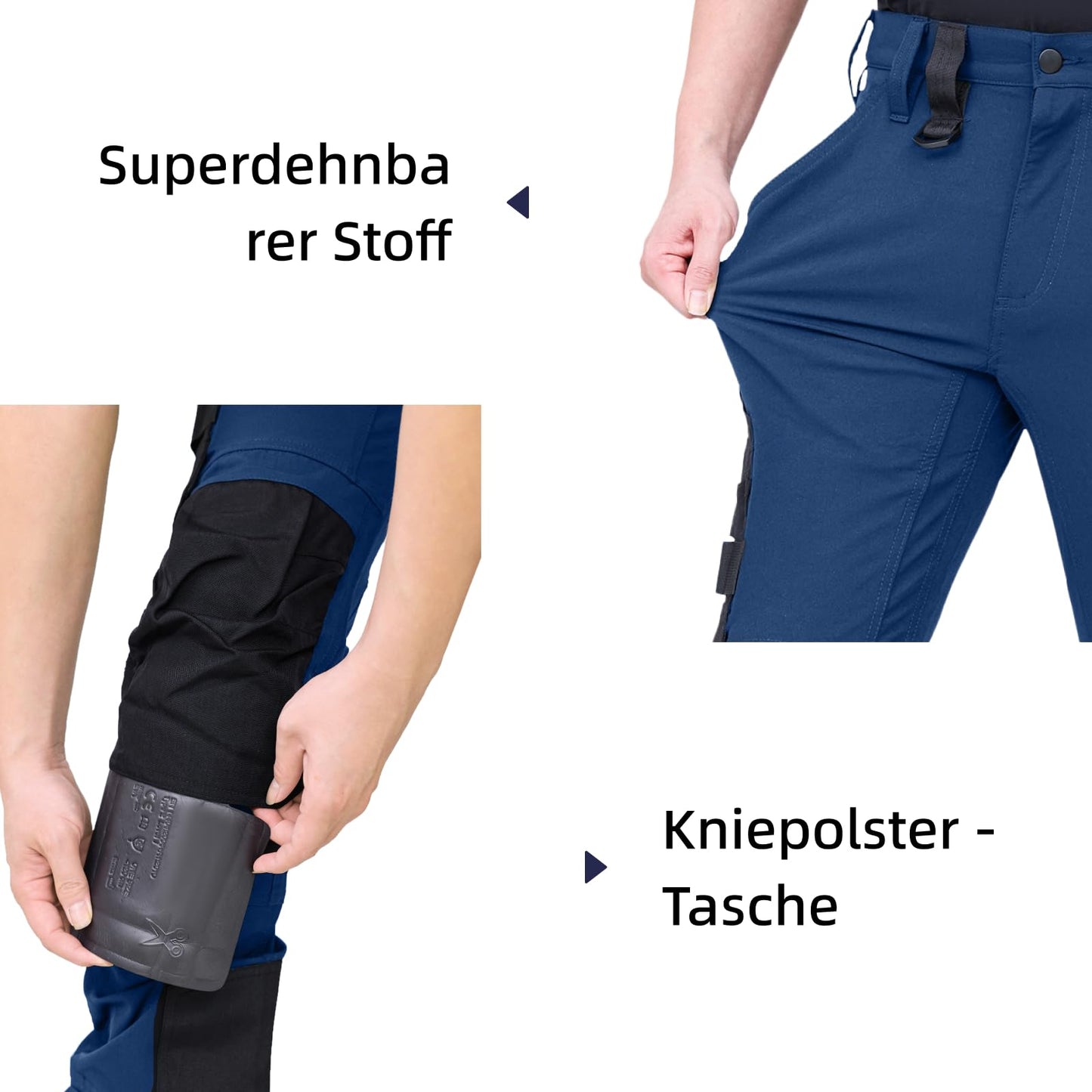 WORK IDEA Men's Slim-Fit Stretch Work Trousers: Corduroy on Critical Fabric Areas, Durable Elegance for the Highest Demands