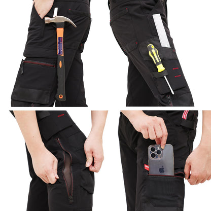 WORK IDEA Mens Work Dungarees with Good Stretch, Many Pockets and Partial Use of Cordura Fabric for Increased Abrasion Resistance, Suitable for Various Work Environments