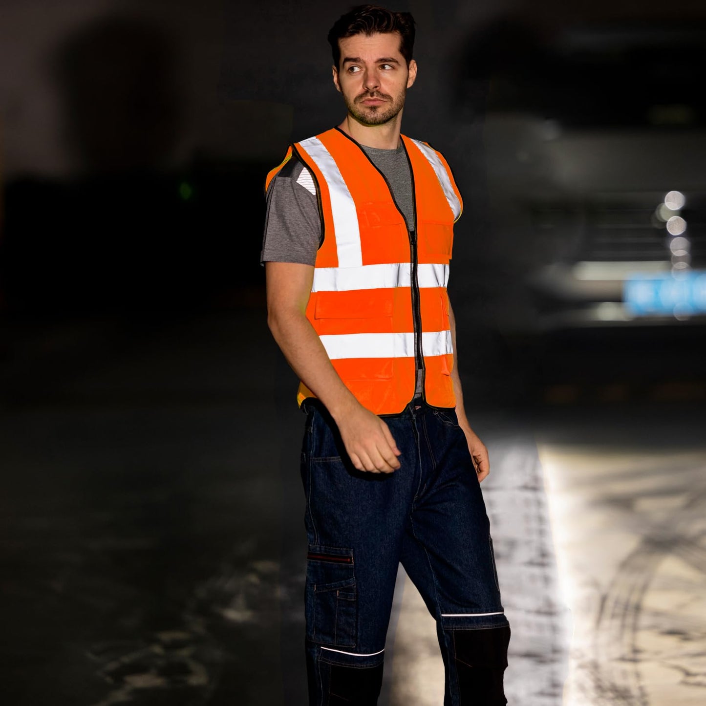 WORK IDEA Reflective Vest Car Reflective Vest with Multiple Pockets Safety Vest
