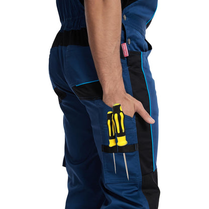WORK IDEA Mens Stretch Work Dungarees with Multiple Pockets and Tool Pockets