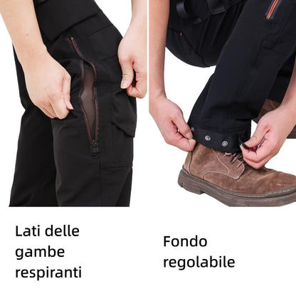 WORK IDEA Mens Work Dungarees with Good Stretch, Many Pockets and Partial Use of Cordura Fabric for Increased Abrasion Resistance, Suitable for Various Work Environments